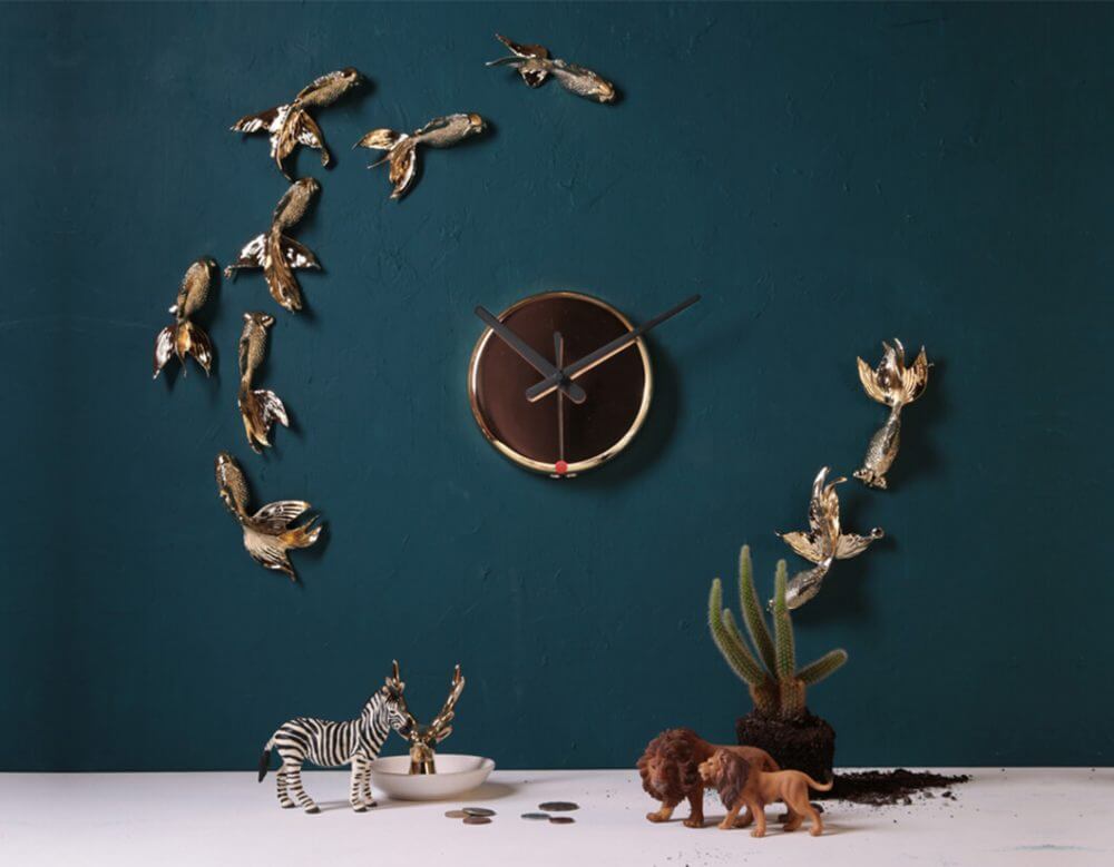 金魚時鐘, 金色時鐘, 風水時鐘, 金色金魚時鐘, 設計時鐘, 壁飾時鐘